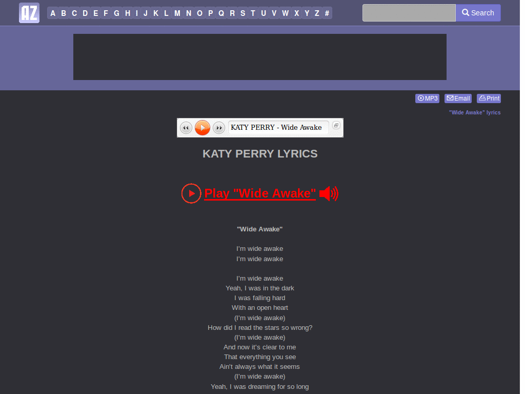 AZLyrics Dark Mode