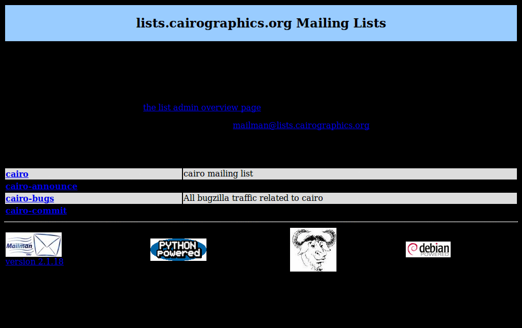 mailling list cairo archives -Dark style