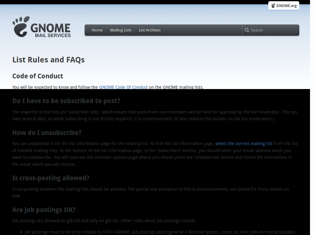 gnome mailling list -Dark style