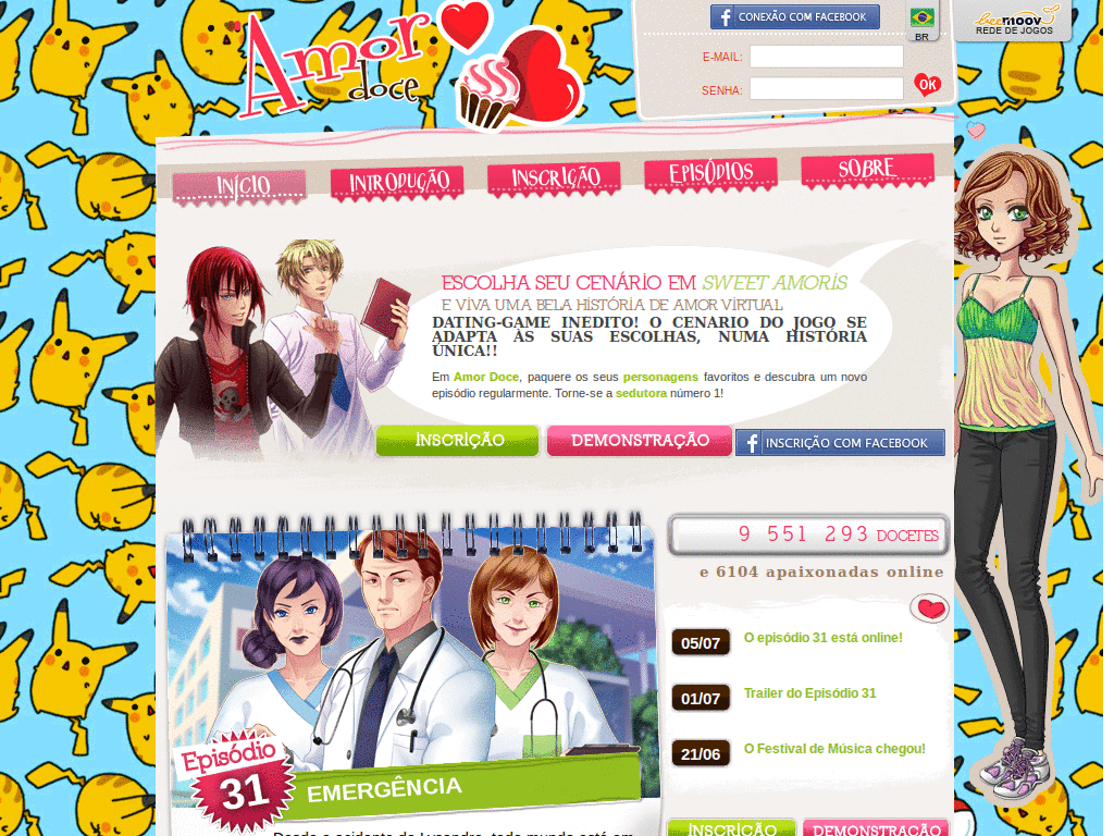Amor doce Tema Pokemon kawaii