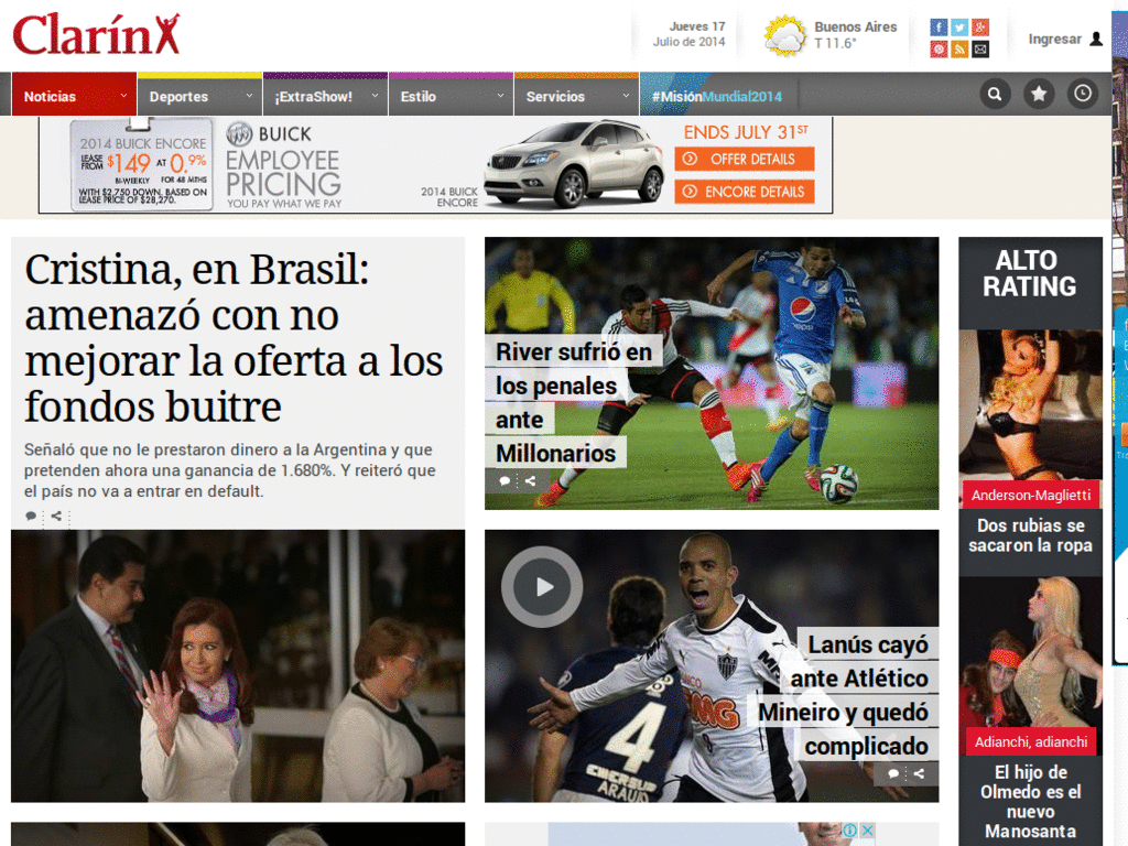 Clarin.com sin Publicidades