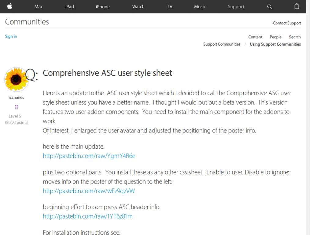 Apple Support Communities - Poster LEFT of Message
