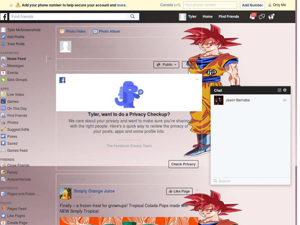 FACEBOOK 2016 (GOKU SSJ GOD)