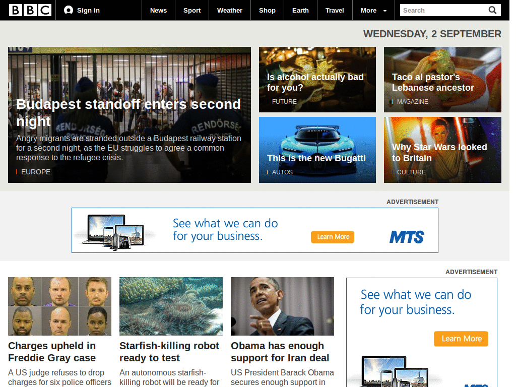 BBC.co.uk - remove ad spaces, enable user fonts