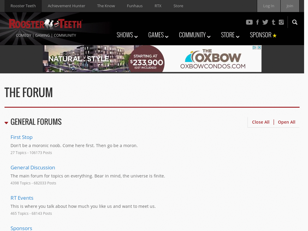 Rooster Teeth - Hide "New Forum Topics" sections