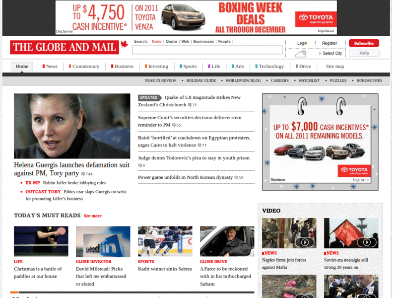 Globe and Mail - Hide comments and Google ads