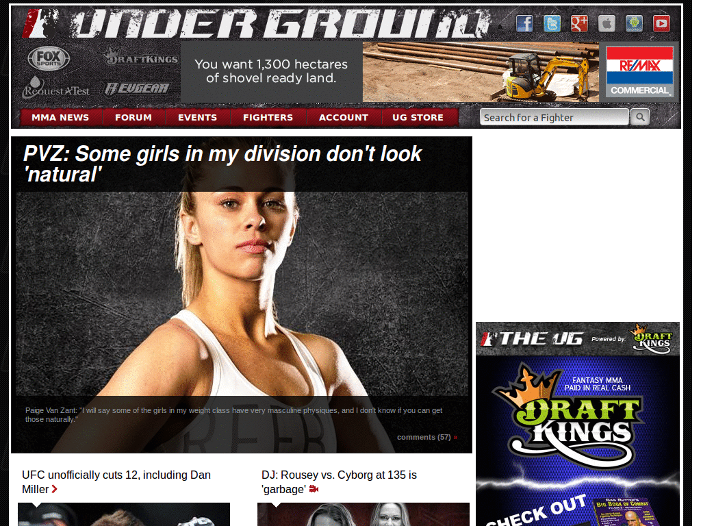 MMA Underground forum - cleaner standard view