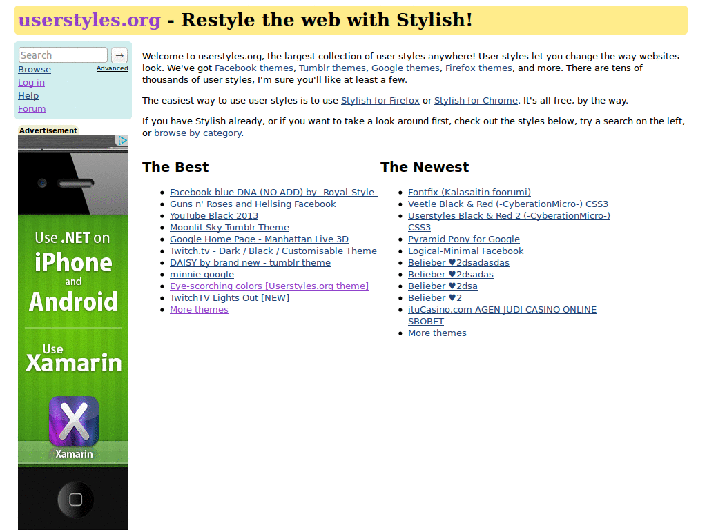 userstyles list link properties
