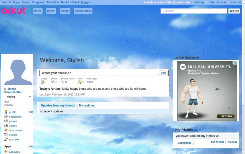 Windows 7 tema para Orkut