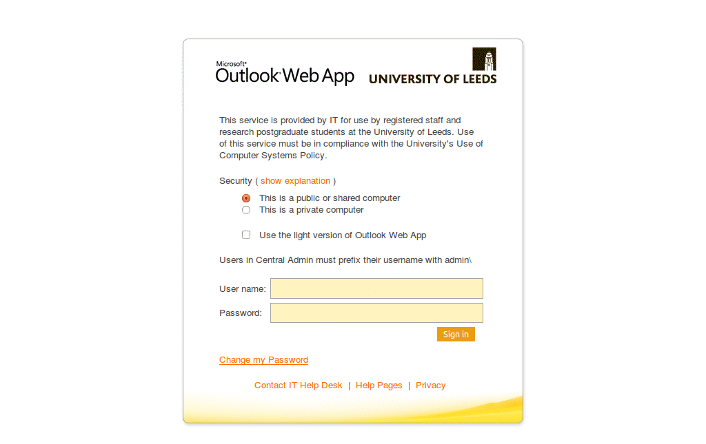 Leeds University outlook patch
