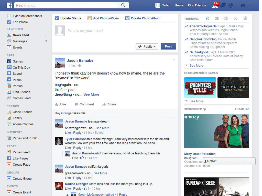 Hide highlights column in Facebook