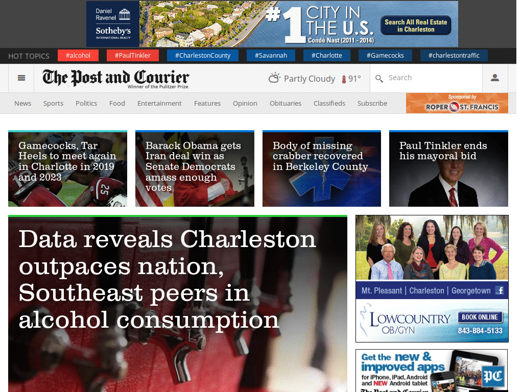 Charleston.net - just the story and menu
