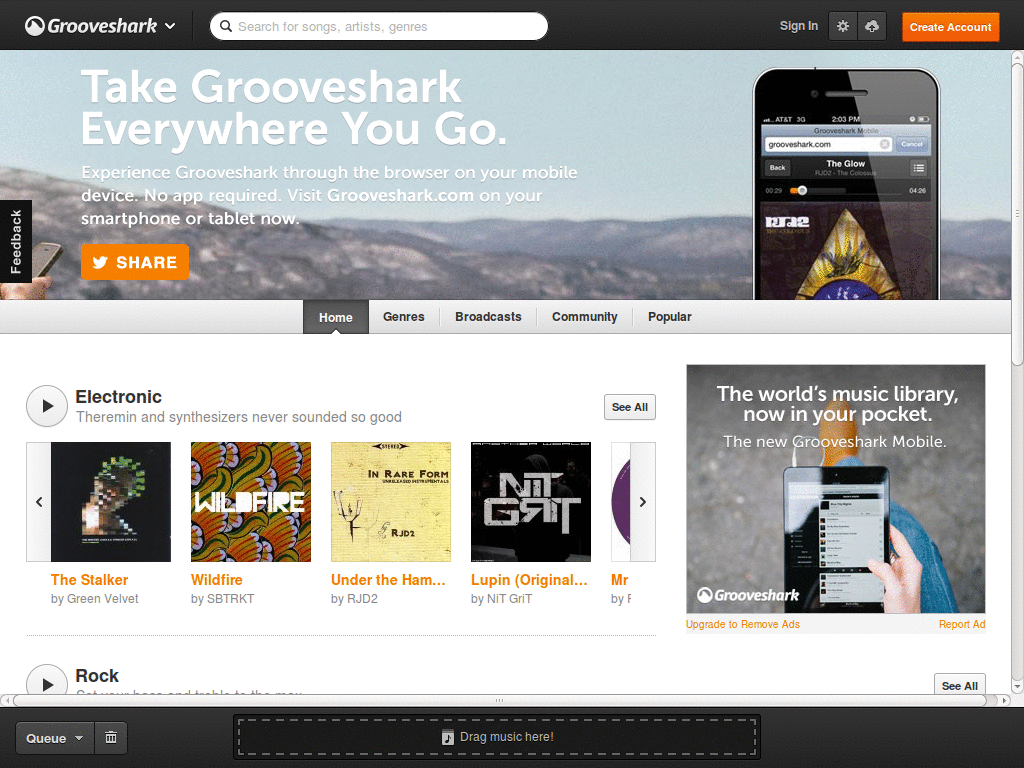 Grooveshark - Remove Ad