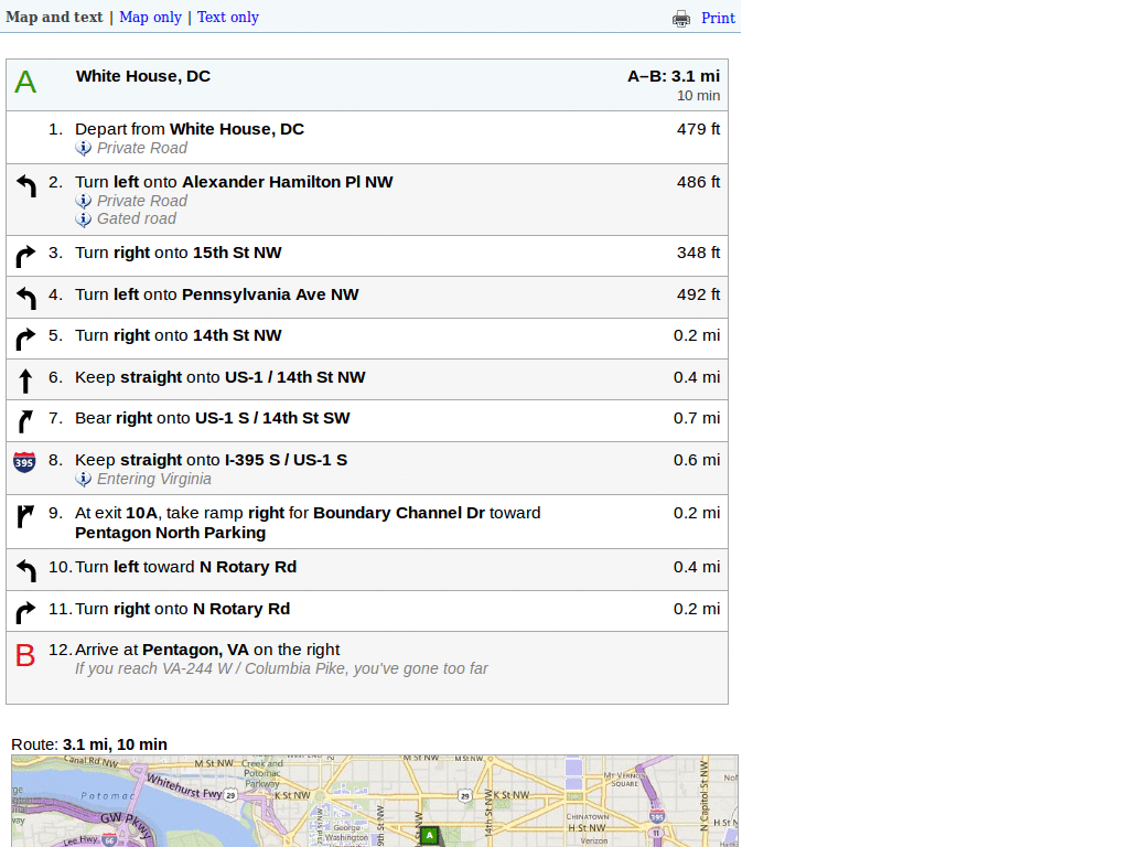Bing Maps - Clean Printer Friendly Pages