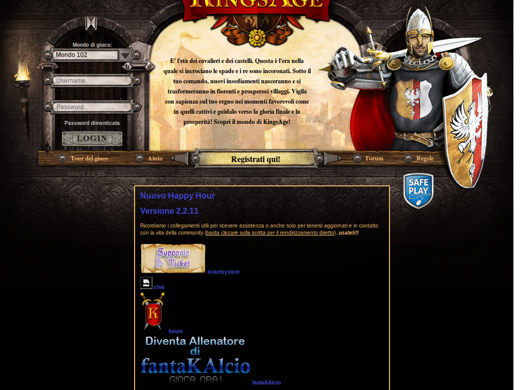 kingsage senza header