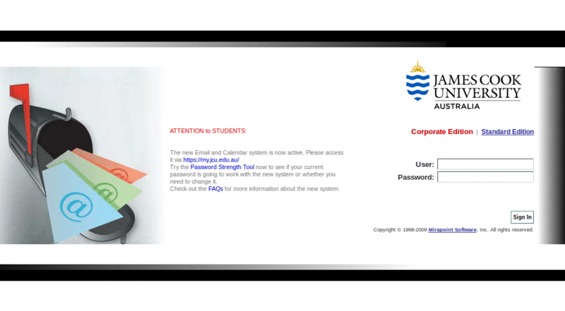 JCU Webmail - Black