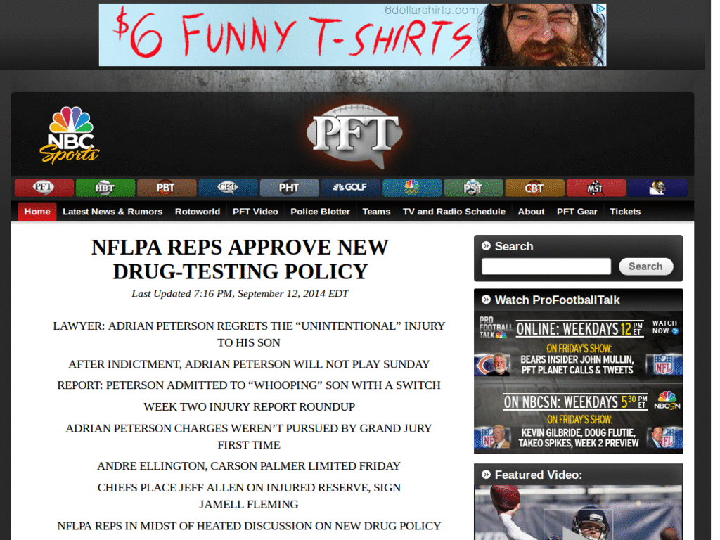 ProFootballTalk.com Font Change & Ad Block
