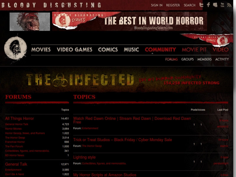 bloody-disgusting.com forums - blue and new header