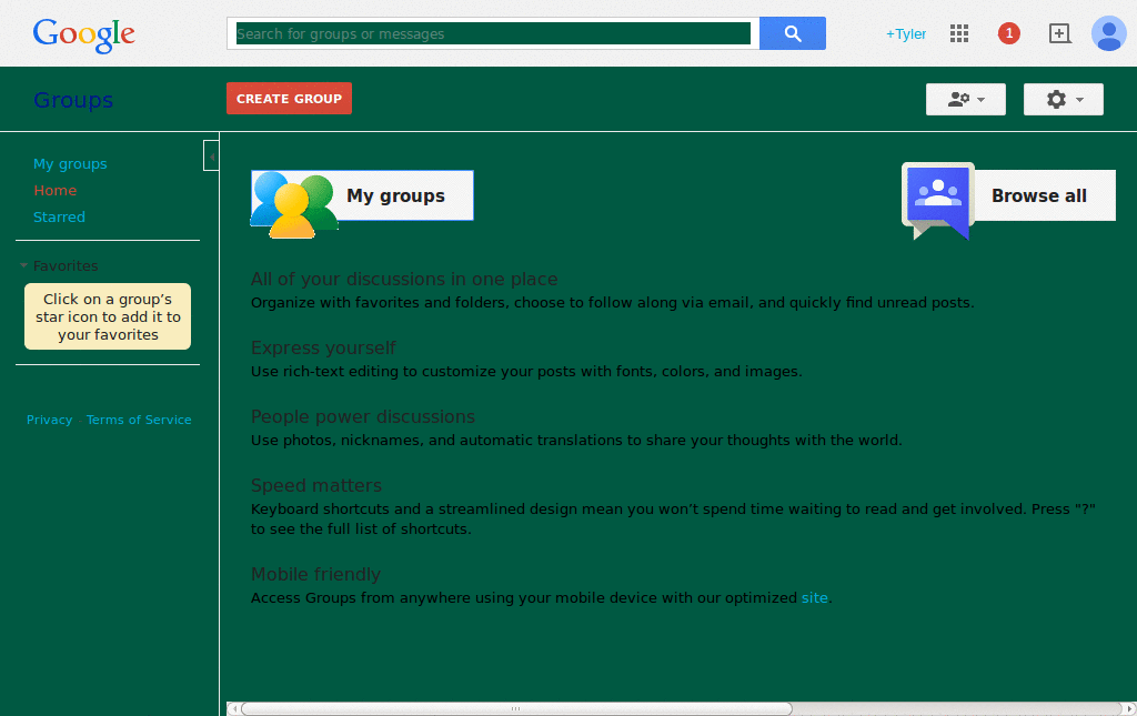 Google Groups - Full width&easy on the eyes