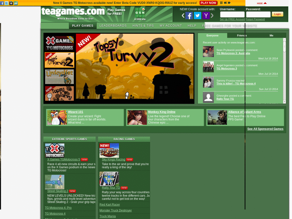 Cleans up teagames.com
