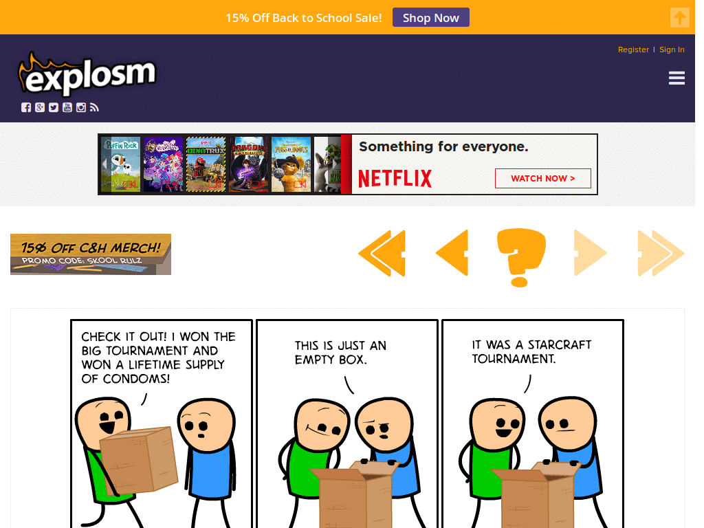 Cleans up Cyanid & Happiness at explosm.net