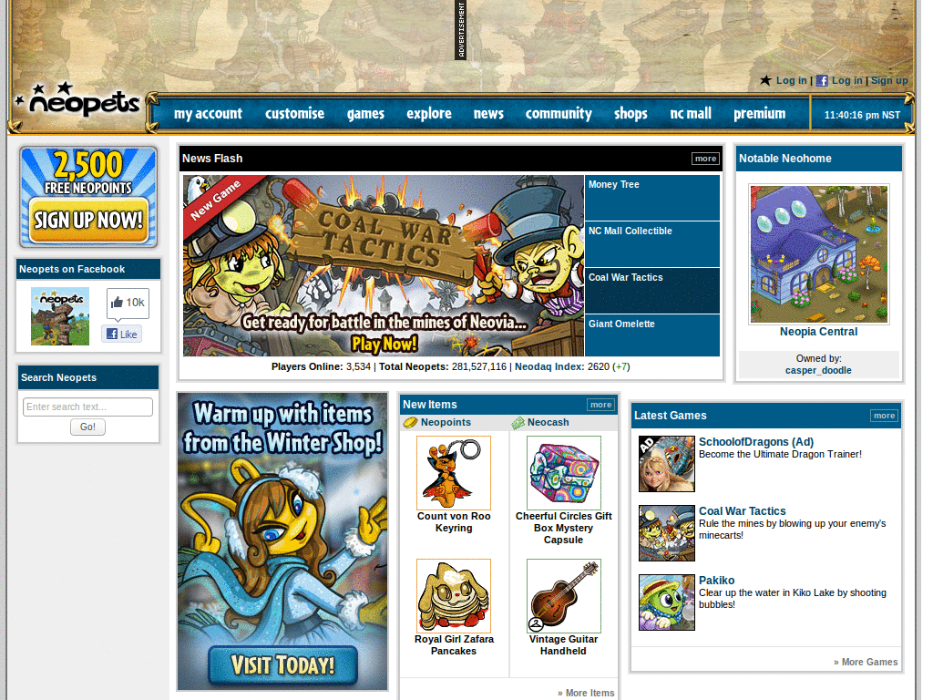 Neopets Puzzle Adventure Site Theme