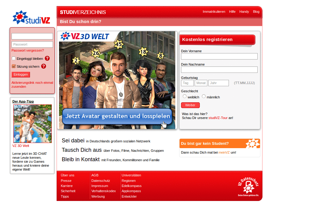 studiVZ, schuelerVZ, meinVZ Buschfunkstille