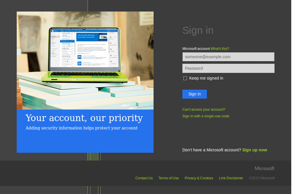 Hotmail - Login Page - Grey/Green