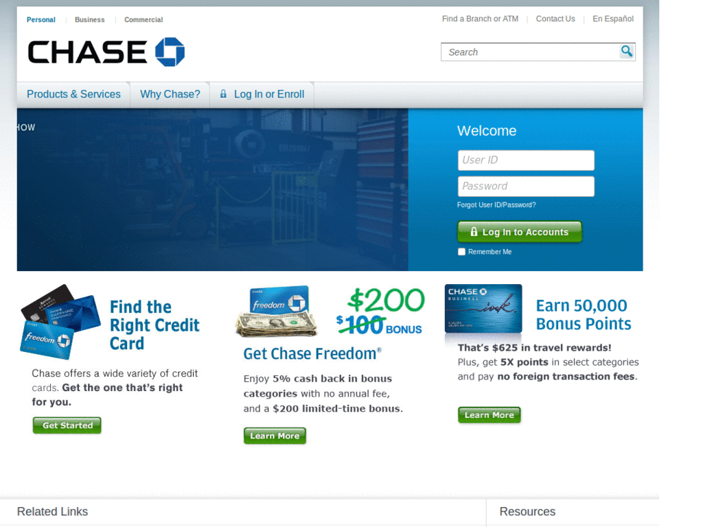 Simplify Chase Bank login form