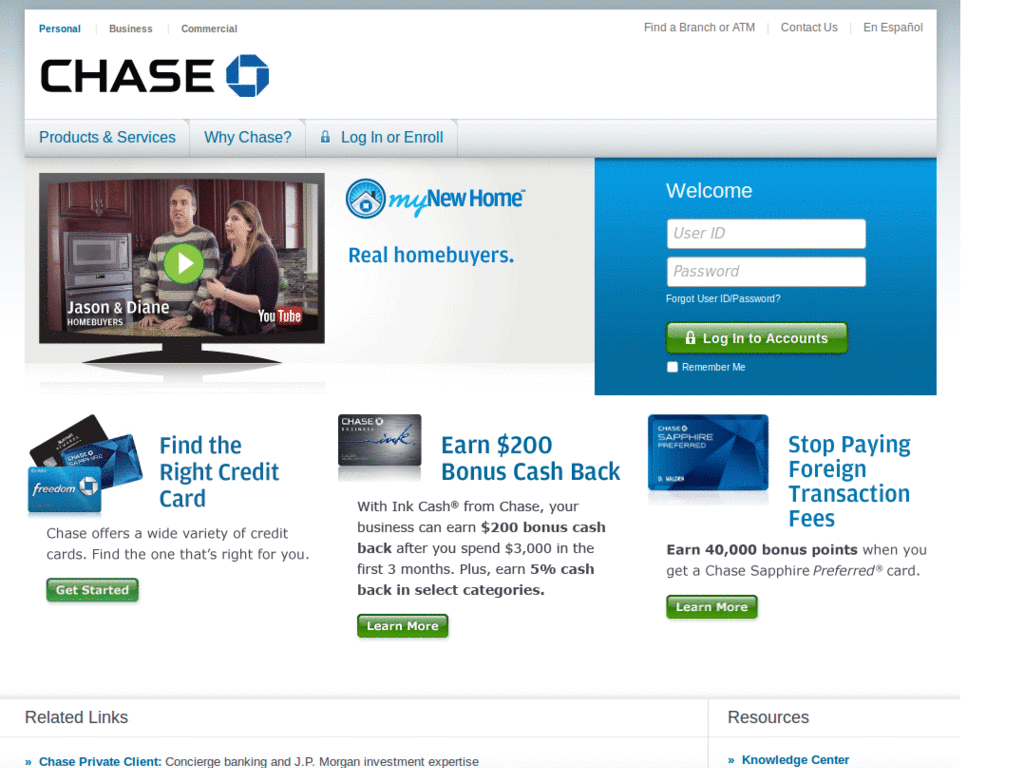 Cleaner Chase Bank pages