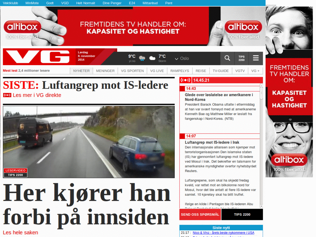 VG.no - enkelt midtstilt