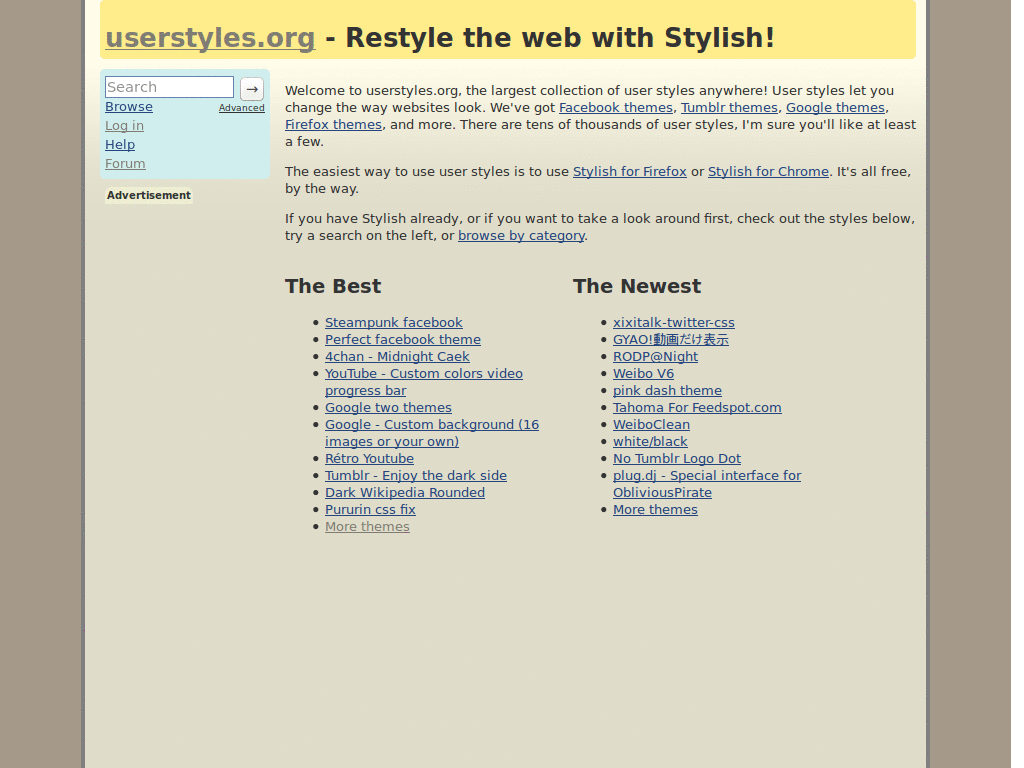 OLD userstyles.org style - blue/tan/white scheme