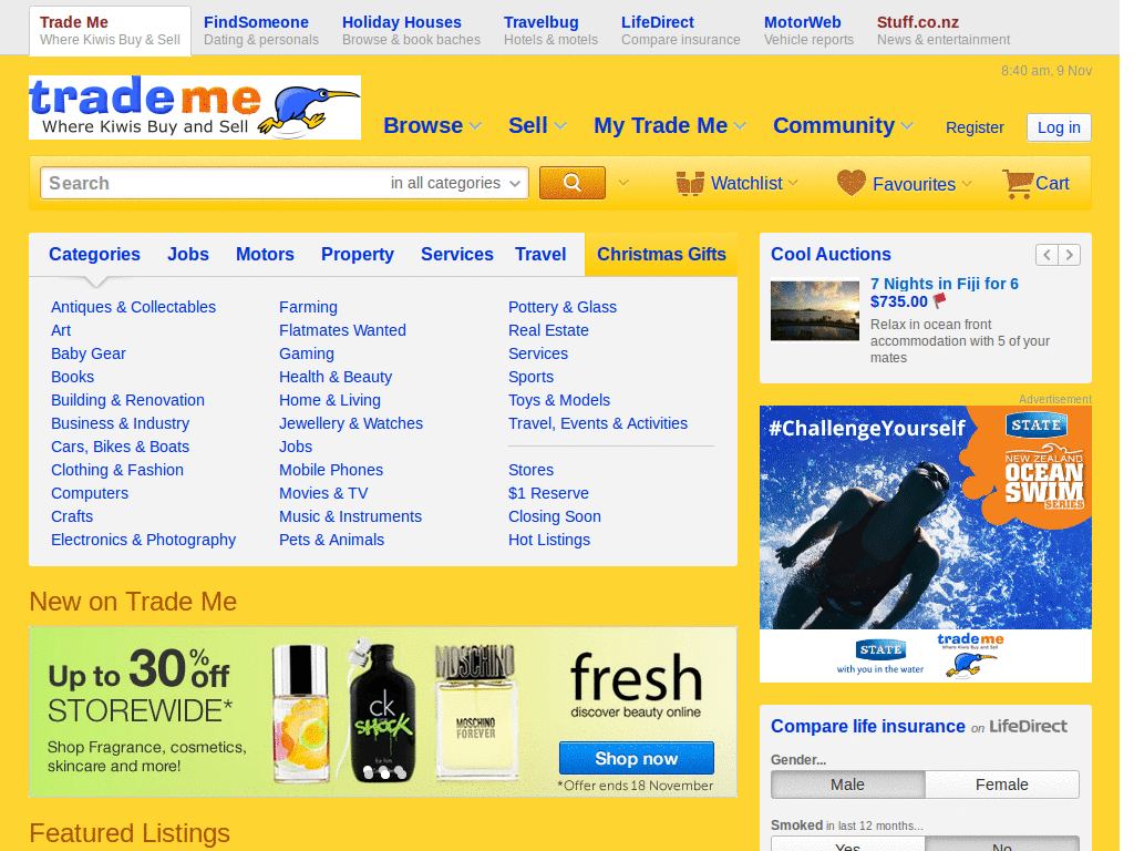 Yellow background - Trademe
