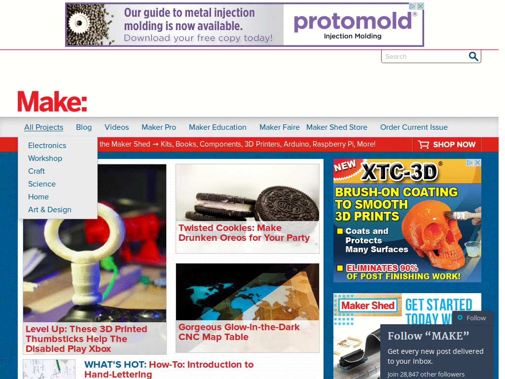 Make and Hacks Magazines: fluid width, no sidebar