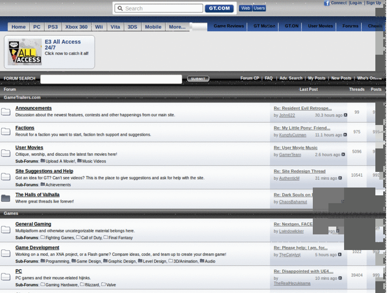 GT Noir - Gametrailers Forums theme.