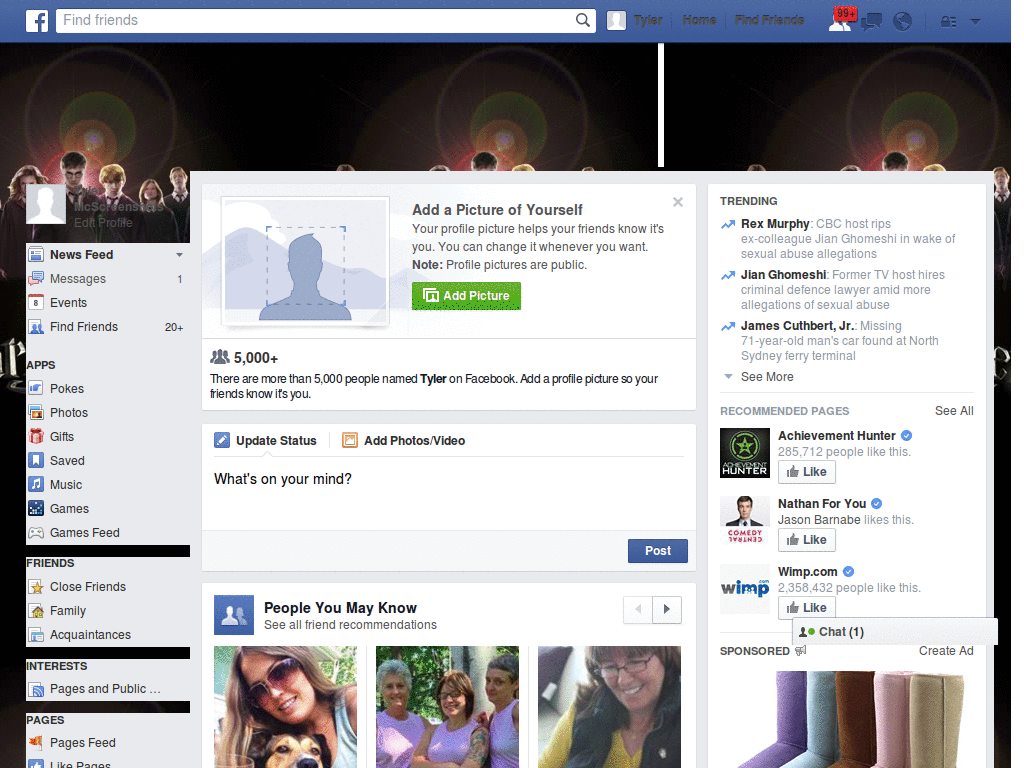 tampilan facebook