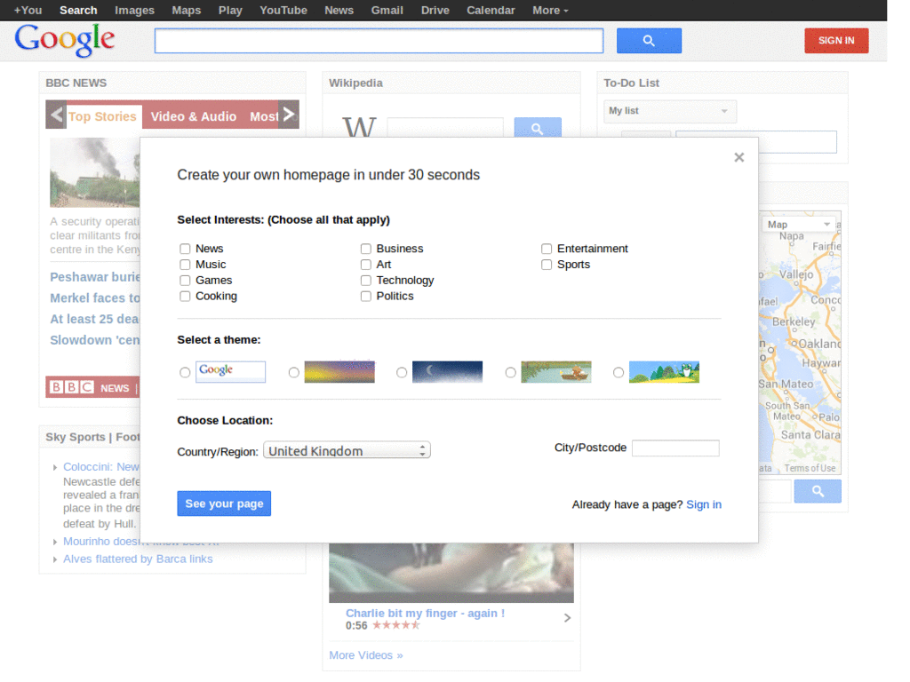 iGoogle Classic UK (without tabs)