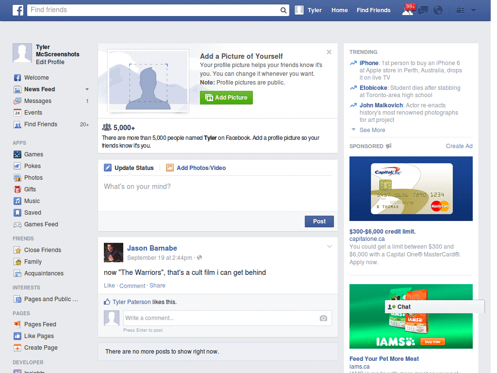 Facebook Static Menu