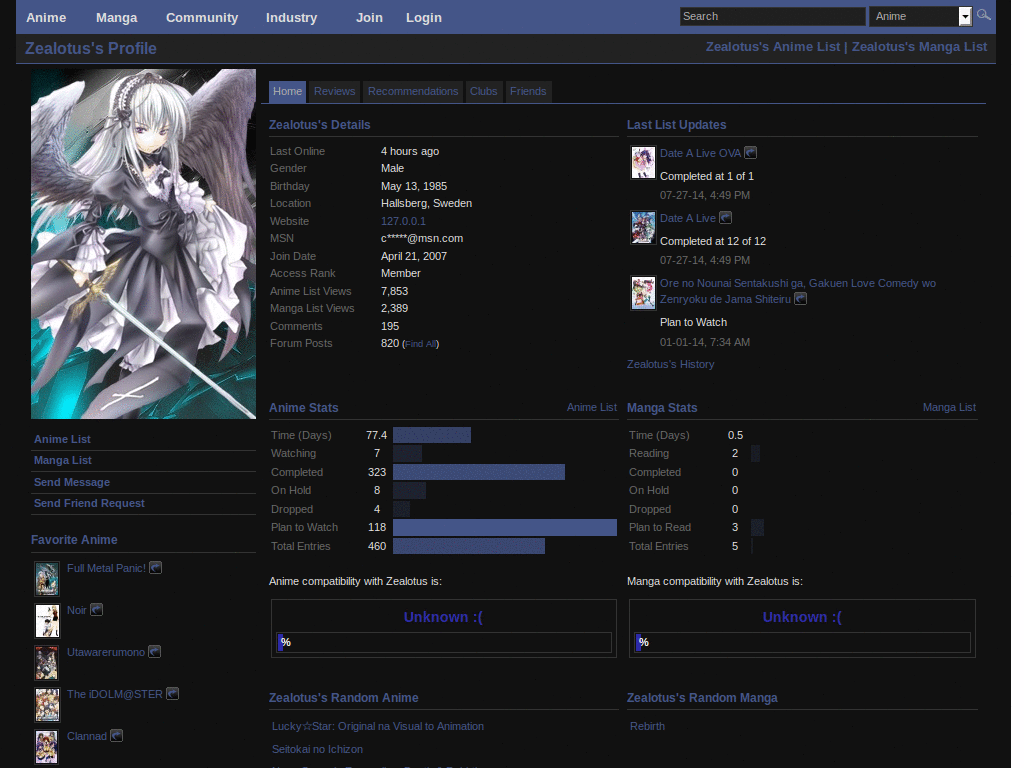 MyAnimeList.net - Night Theme PROTOTYPE