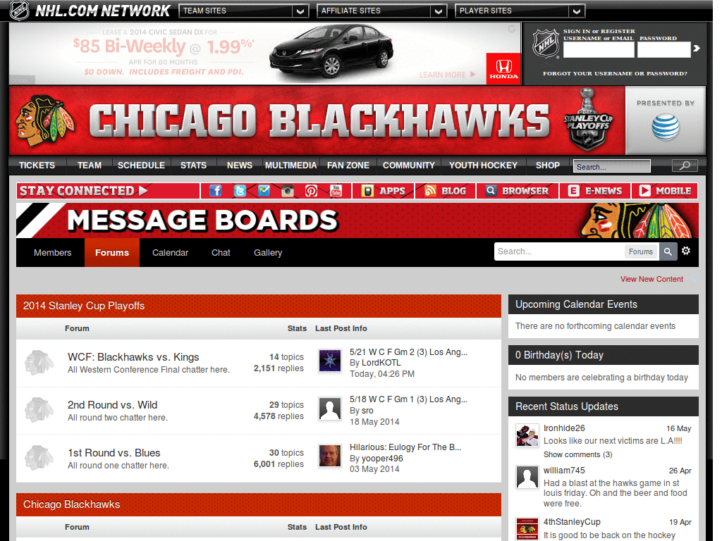 Chicago Blackhawks Forums - design tweaks