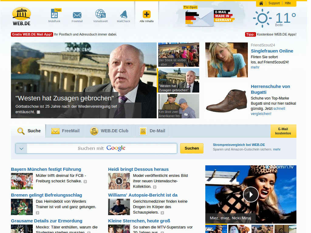 Web.de ohne Navigator