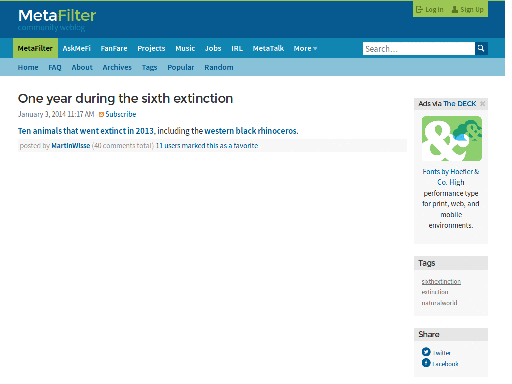 Metafilter - No Comments - Post Page