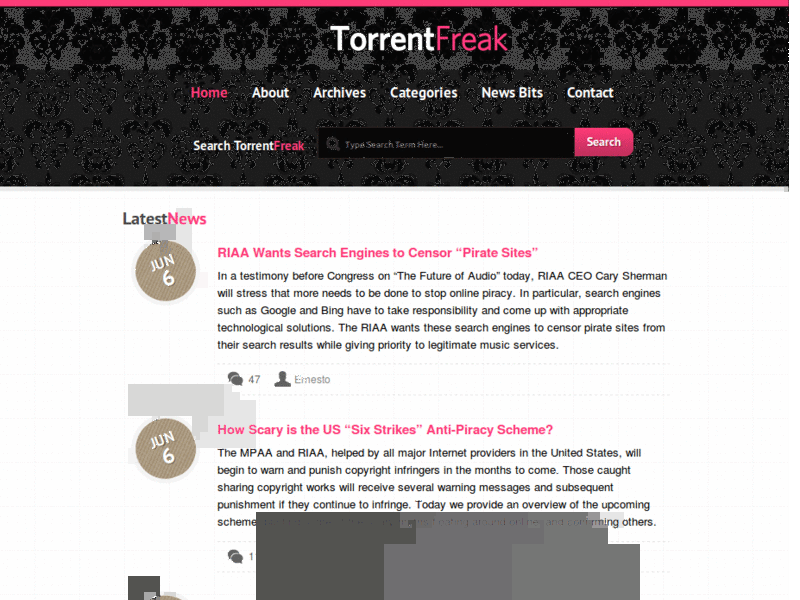 TorrentFreak.com slimmed down