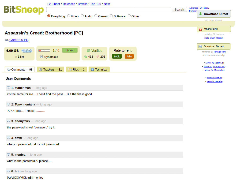 BitSnoop - No Ads (December 2010)