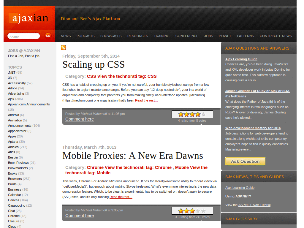 ajaxian.com - no ads, wide screen