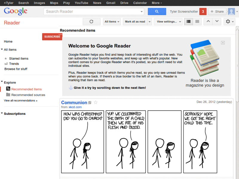 Google Reader Two columns