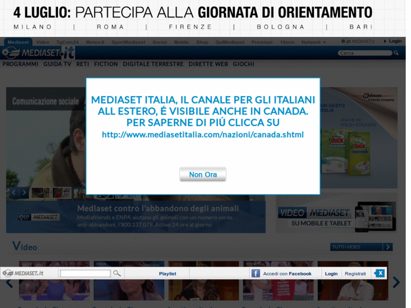 Palinsesto Mediaset.it