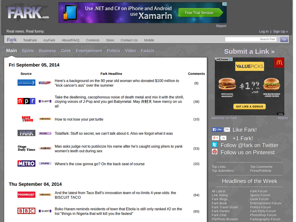 Fark Redesign - remove Front Page Hover