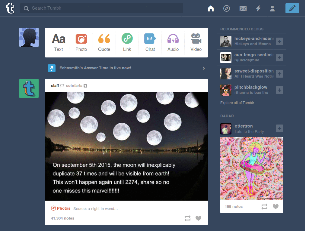 Tumblr - Dashbord brushup