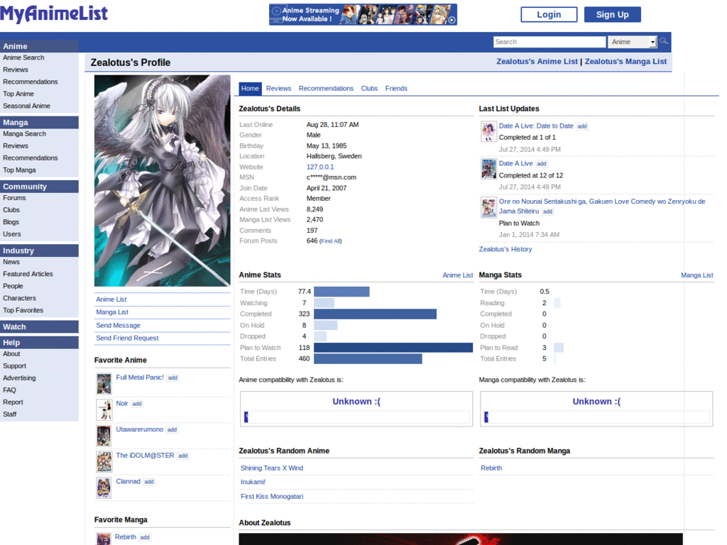 MyAnimeList.net - Alternative Layout
